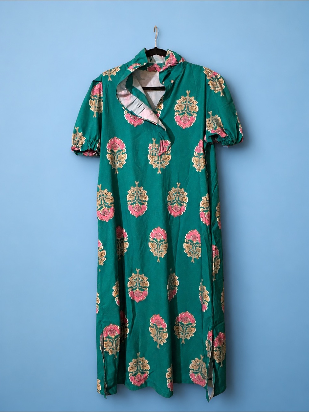 Green Floral Printed Midi Dress